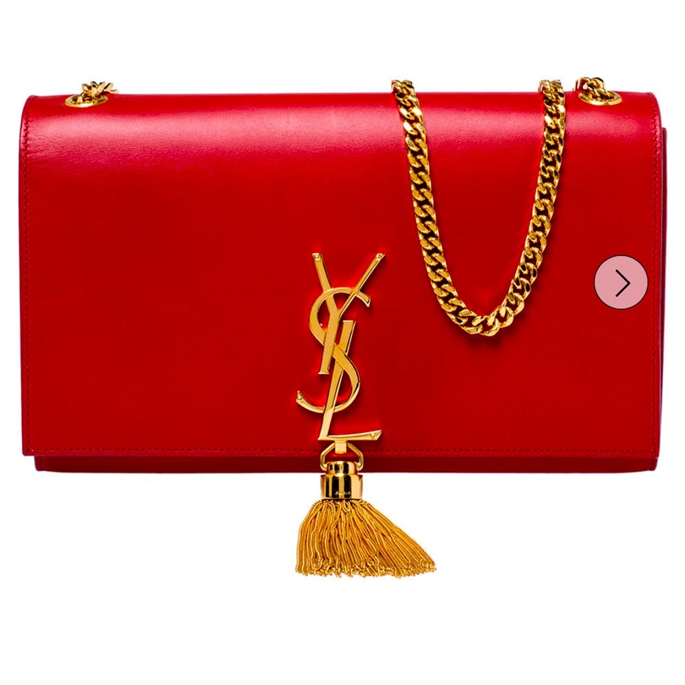 YSL Saint Laurent Red Leather Medium Kate Tassel Shoulder Bag
